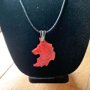 Handmade wooden pendant necklace. Unisex